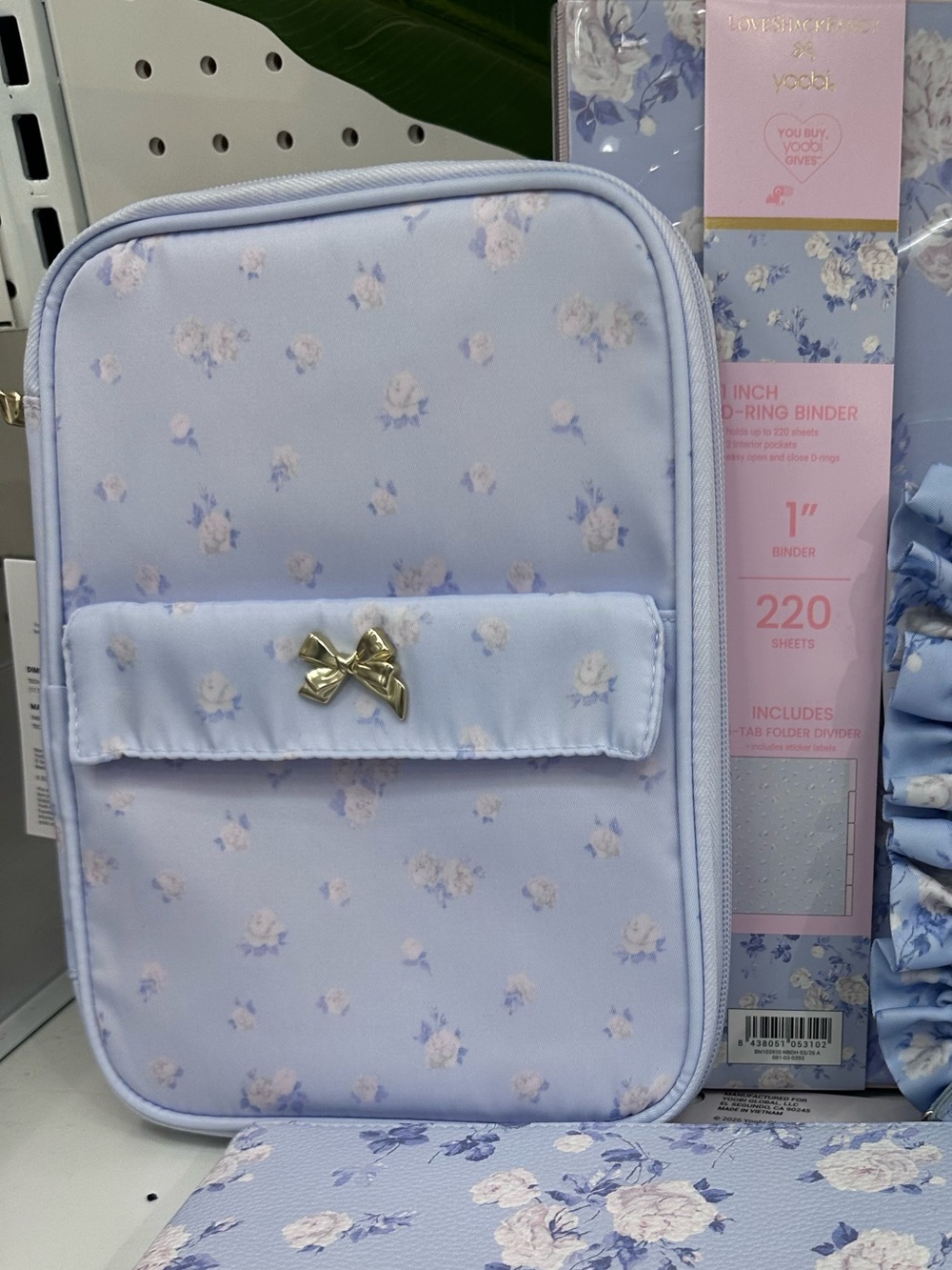 LoveShackFancy Everblooming Rosettes Blue Floral Brush/Tech Organizer Pouch - Picture 2 of 14